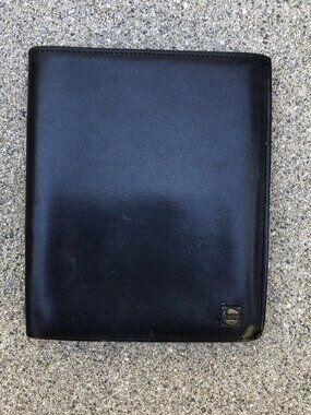 VTG CASTROL OIL Genuine Leather Wallet Black Bifold Unisex Card Holder 5" x 4"